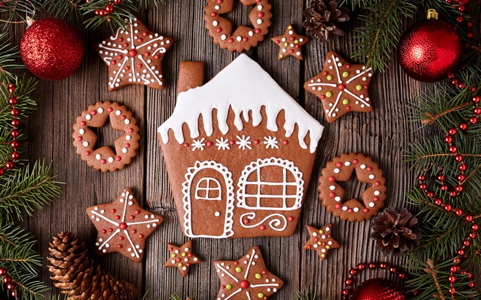 Joyeux Noël, biscuits, dessert, Nouvel An Fonds d'écran, image