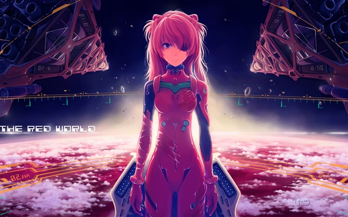 Neon Genesis Evangelion, Asuka Langley, robe rouge anime girl Fonds d'écran, image