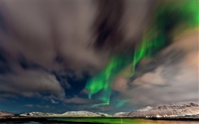 Norvège, aurores boréales, montagnes, ciel, étoiles, crépuscule HD Fonds d'écran