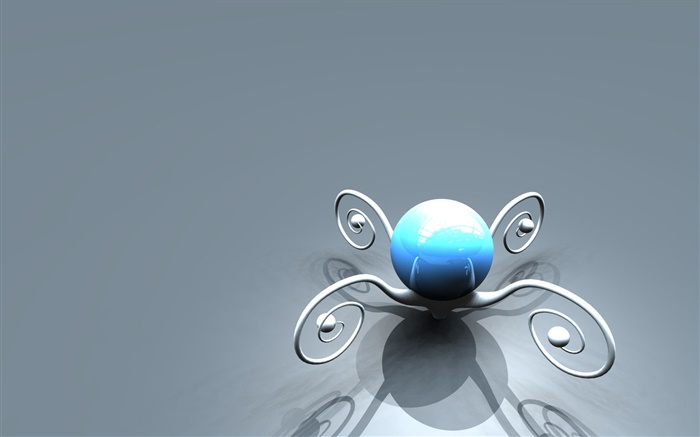 fleur 3D, boule bleue Fonds d'écran, image