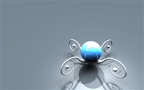fleur 3D, boule bleue