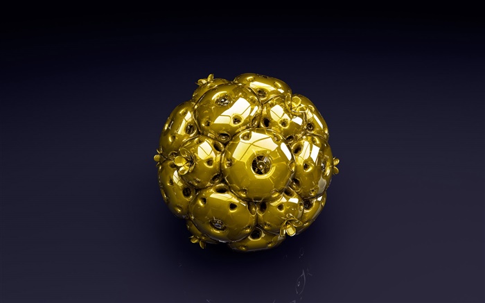 3D boule d'or, fond noir Fonds d'écran, image