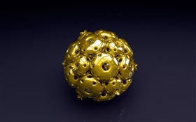 3D boule d'or, fond noir