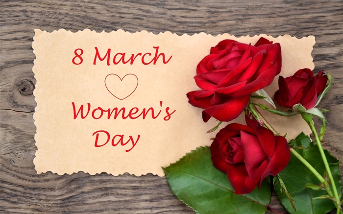 8 Mars Journée de la femme, rose rouge fleurs Fonds d'écran, image