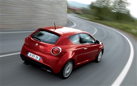 Alfa Romeo vitesse de la voiture rouge, vue arrière HD Fonds d'écran