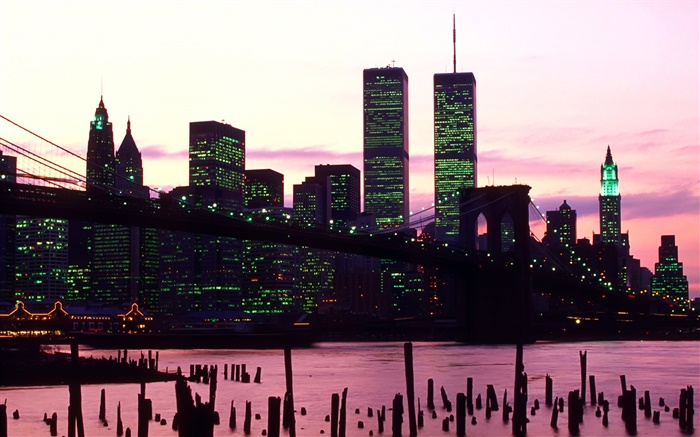 Américaine Twin Towers, nuit, lumières Fonds d'écran, image