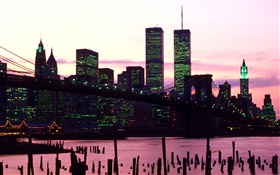 Américaine Twin Towers, nuit, lumières HD Fonds d'écran