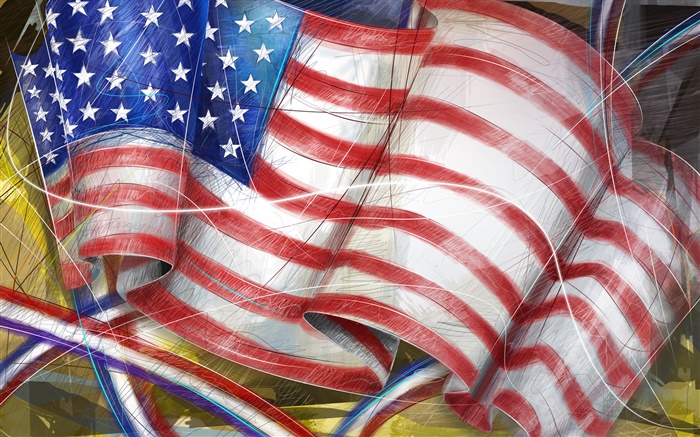 drapeau américain, le dessin d'art Fonds d'écran, image