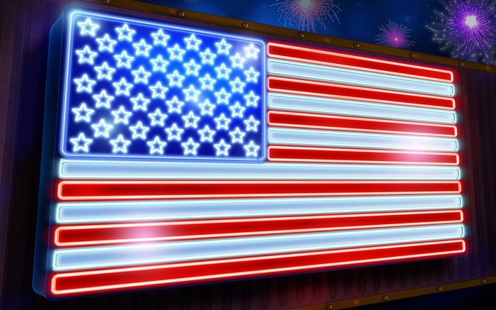 drapeau américain, bannière étoilée, néon Fonds d'écran, image