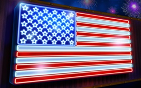 drapeau américain, bannière étoilée, néon