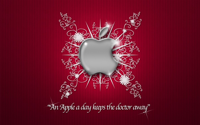 Logo Apple, fleurs, fond rouge Fonds d'écran, image