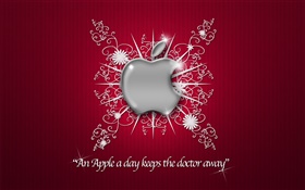 Logo Apple, fleurs, fond rouge HD Fonds d'écran