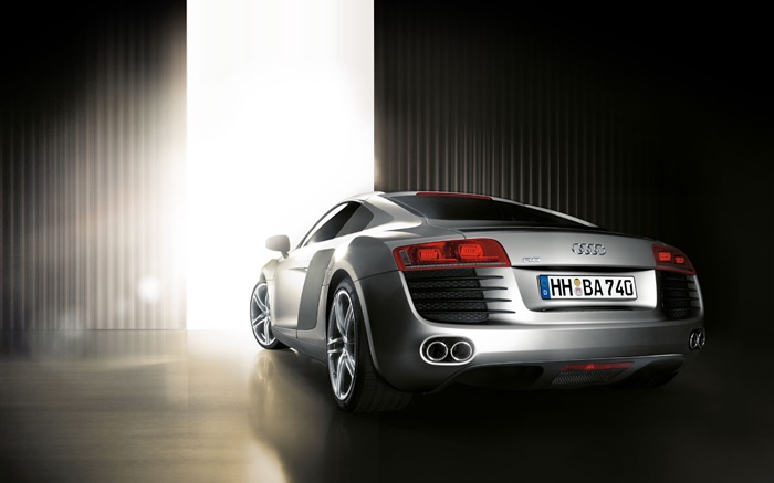 Audi R8 argent vue arrière de voiture Fonds d'écran, image