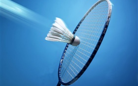Badminton et raquette, fond bleu