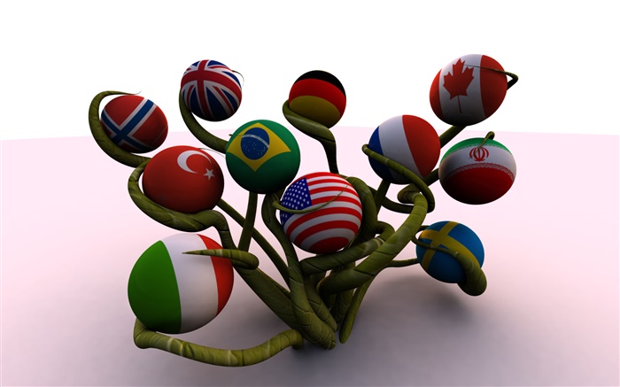 Boule drapeaux en forme, arbre, 3D créative Fonds d'écran, image