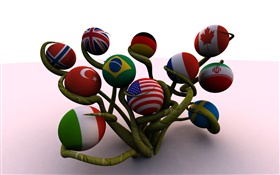 Boule drapeaux en forme, arbre, 3D créative HD Fonds d'écran
