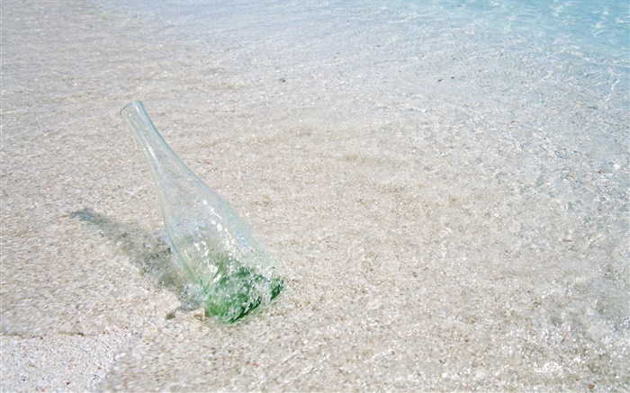 Plage, mer, eau, bouteille en verre, Maldives Fonds d'écran, image