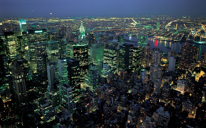 Belle ville de nuit, lumières, vue de dessus, New York, États-Unis Fonds d'écran, image