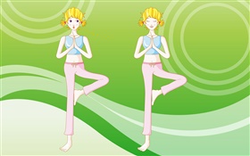 fille faisant du yoga, conception de vecteur Blonde HD Fonds d'écran