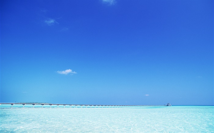 Bleu mer, jetée, Maldives Fonds d'écran, image