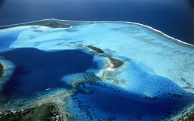 Bora Bora, Polynésie française, station balnéaire, plage, mer, vue de dessus