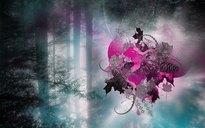 coeur brisé dans la forêt, le design créatif Fonds d'écran, image