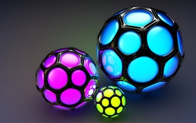 Téléphones boules colorées, regardez comme le football, des images 3D