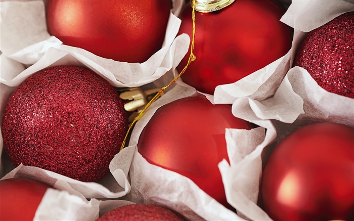 Boules de Noël, décorations, rouge Fonds d'écran, image