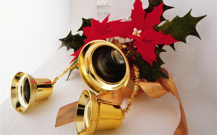 Noël, des cloches de couleur or Fonds d'écran, image