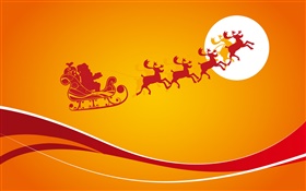 Thème de Noël images, fond orange, lune, vecteur