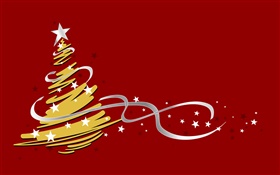 arbre de Noël, style simple, fond rouge