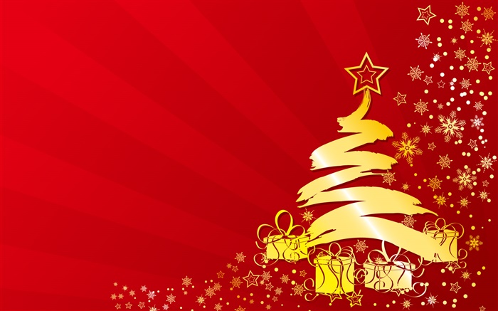 arbre de Noël, étoiles, cadeaux, couleur or, vecteur images Fonds d'écran, image