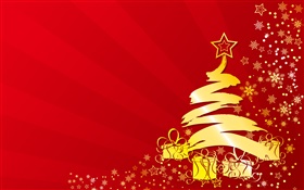 arbre de Noël, étoiles, cadeaux, couleur or, vecteur images HD Fonds d'écran