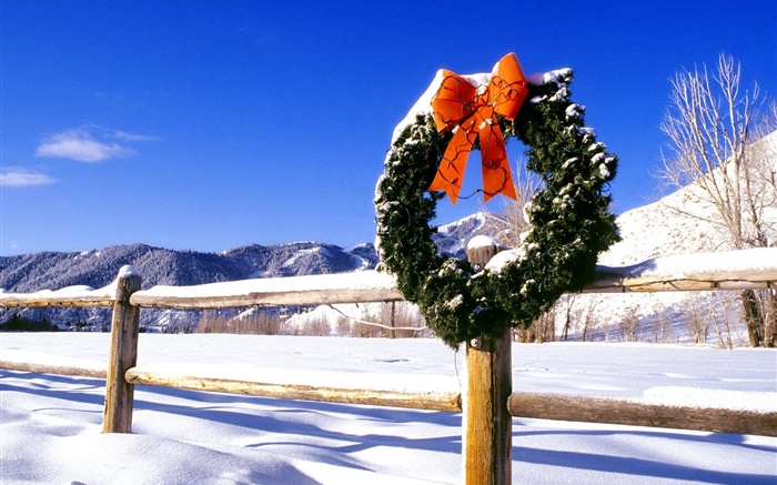 guirlande de Noël, la neige, clôture Fonds d'écran, image