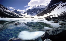Consolation Lake, montagnes, neige, Parc national Banff, Alberta, Canada HD Fonds d'écran