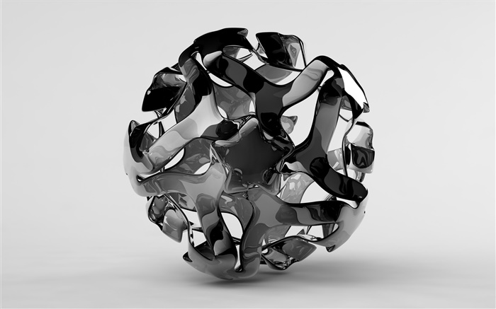 Creative ball 3D, blanc et noir Fonds d'écran, image