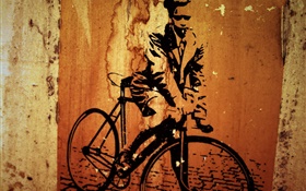 peinture créative, bicyclette, mur