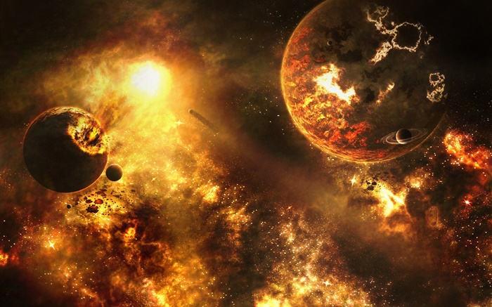 espace Doom, planètes entrent en collision, d'une catastrophe Fonds d'écran, image