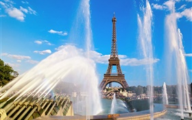 Tour Eiffel, France, Paris, fontaine, eau HD Fonds d'écran