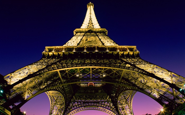 Tour Eiffel, regardez, lumières, nuit, Paris, France Fonds d'écran, image