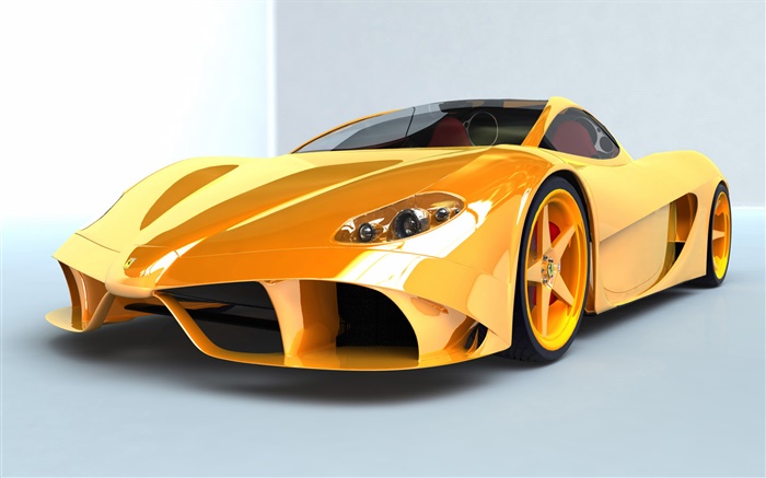 Ferrari supercar jaune devant vue Fonds d'écran, image