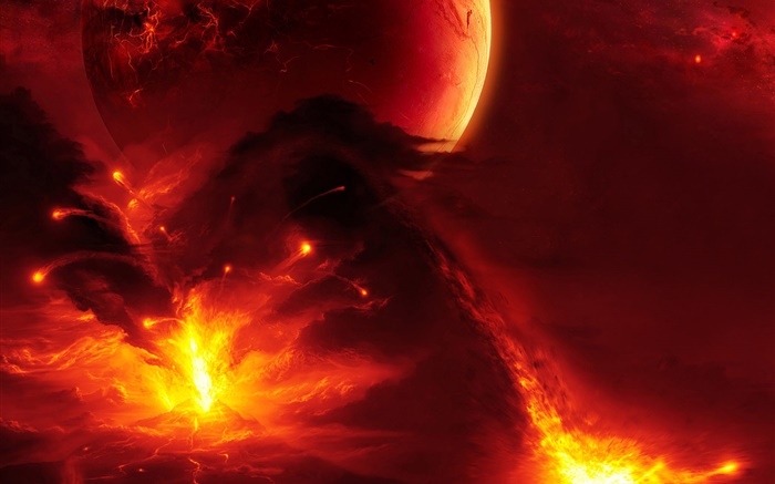 planète Fiery, les flammes en éruption Fonds d'écran, image