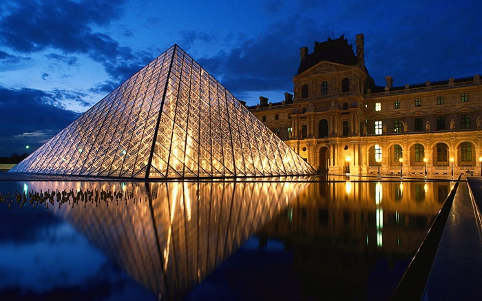 Pyramide de verre, France, Louvre Fonds d'écran, image