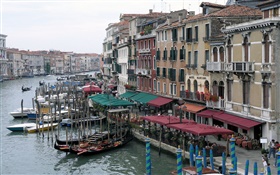 Italie, Venise, bateaux, rivière, maisons