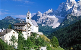 Italie paysages, montagnes, maisons, arbres HD Fonds d'écran