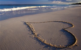Amour coeurs, plage, mer HD Fonds d'écran
