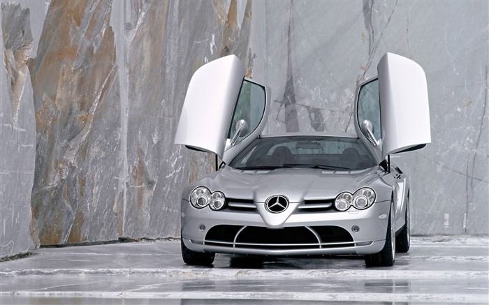 Mercedes-Benz portes de voiture en argent ouvert Fonds d'écran, image