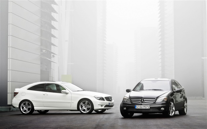 Mercedes-Benz voitures blanches et noires Fonds d'écran, image