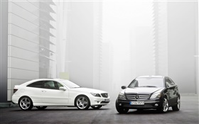Mercedes-Benz voitures blanches et noires HD Fonds d'écran