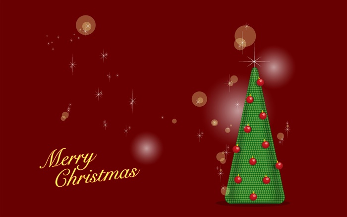 Joyeux Noël, arbre vert, fond rouge, vecteur Fonds d'écran, image